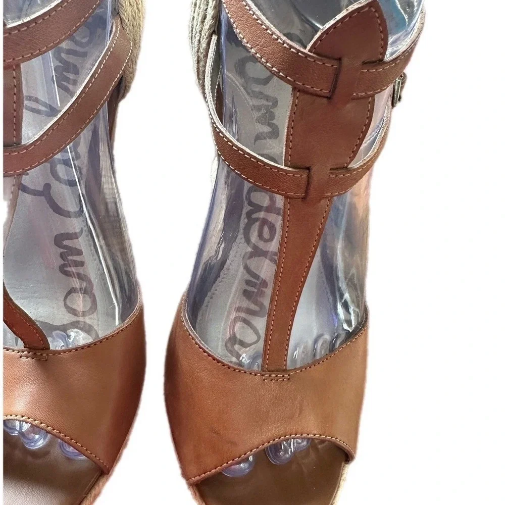 Sam Edelman Women's Brown Leather‎ Espadrille Wedge Sandals Size 7.5